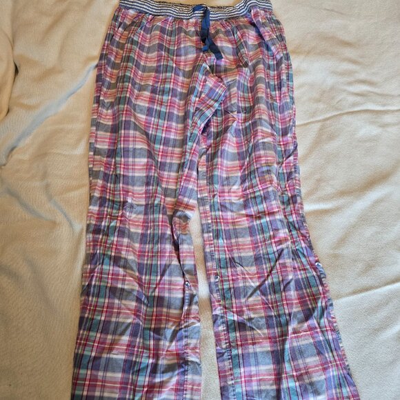 Victorias Secret Med M Lounge PJ Pants Blue Checks Loungewear Pajama Drawstring - Picture 10 of 15